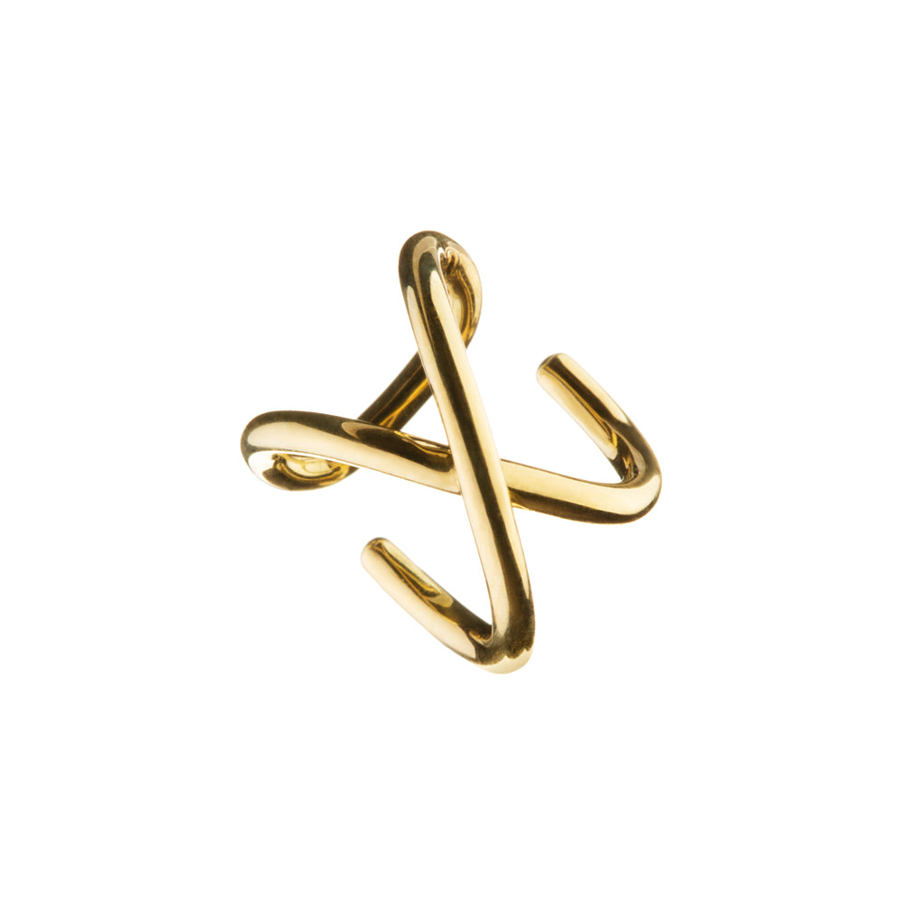 Cross ear cuff, yellow gold