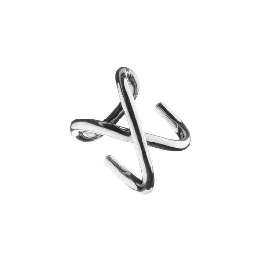 Cross ear cuff, white gold