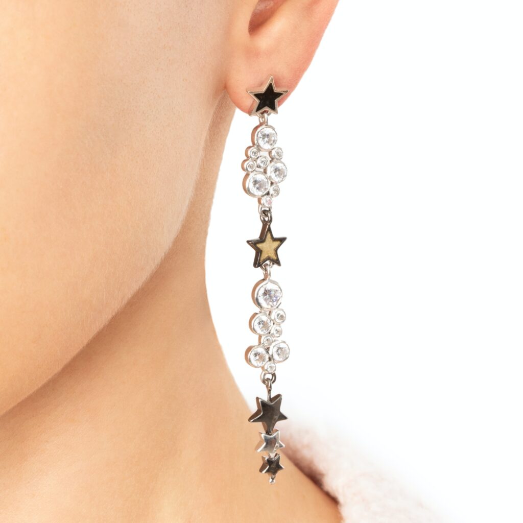 Stars earrings, silver